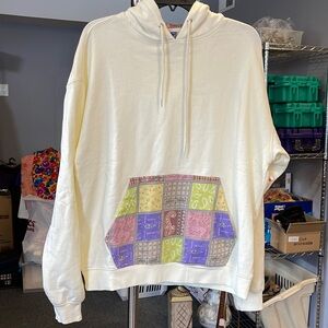 NWT Coney Island Picnic Hoodie | Organic Cotton Coastal College Style Patchwork